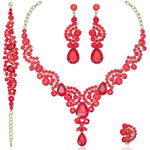 Blue Sapphire Necklace Earring SetEarrings4pcs Set Red