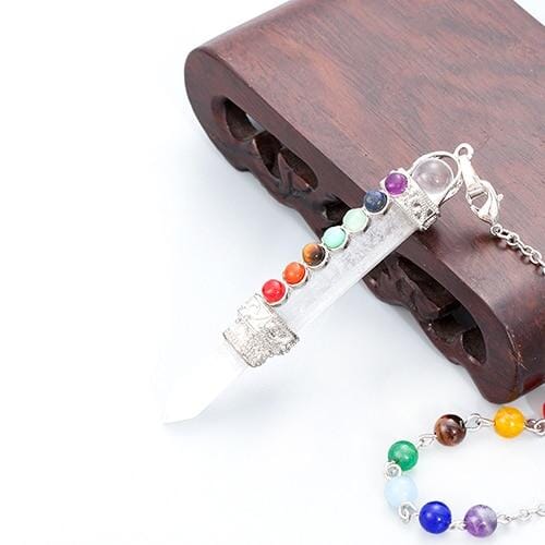 Natural Crystal Chakra Pendulum WandPendantClear Quartz