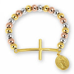 WWJD Virgin Mary Rosary Cross Stretch Strand Stainless Steel BraceletBracelet