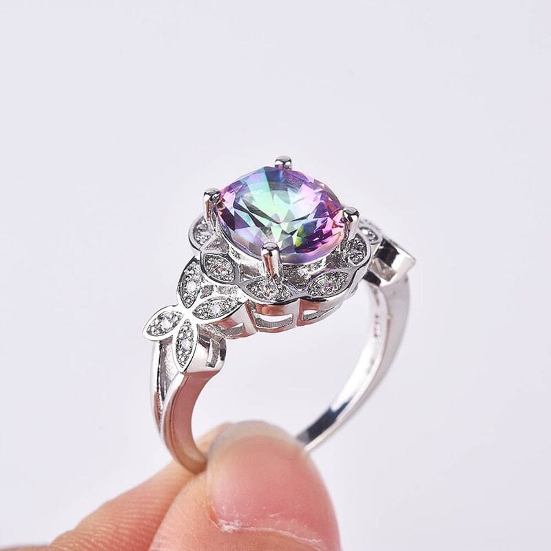 Vintage Rainbow Mystic Topaz Ring - 925 Sterling SilverRing