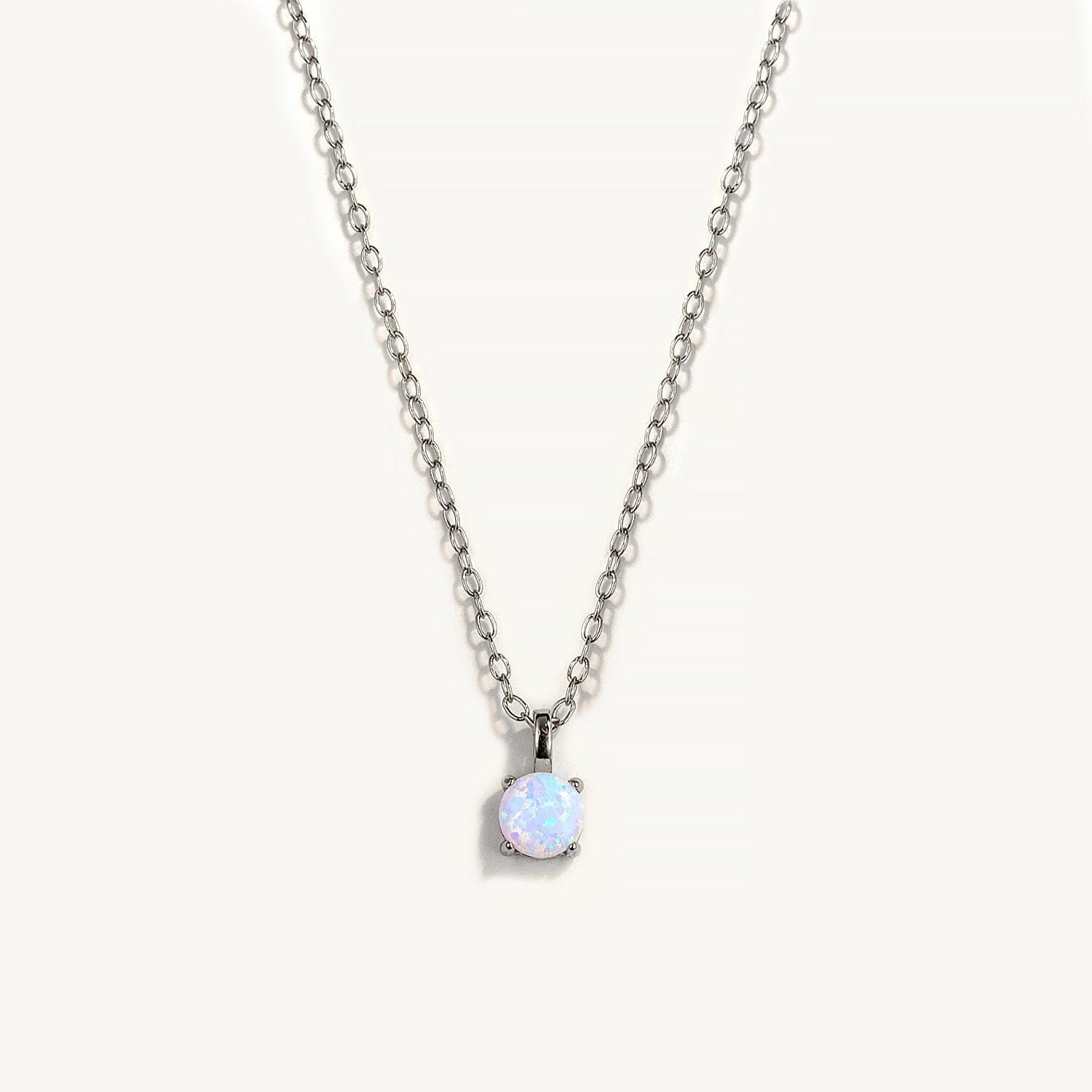 Simple Cute Opal Clavicle Chain Necklace - 925 Sterling SilverNecklacesilver color