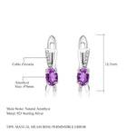 Natural Amethyst Clip Earrings - 925 Sterling SilverEarrings