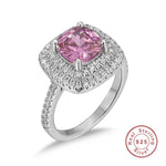 4ct Square Pink Sapphire Ring - 925 Sterling SilverRing8