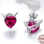 Little Evil and Angel CZ Garnet Earrings - 925 Sterling SilverEarrings