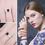 Oval Natural Red Garnet Ring - 925 Sterling SilverRing