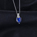 Love Heart 1.7ct Created Blue Sapphire Pendant Necklace - 925 Sterling Silver ( Without Chain )Necklace