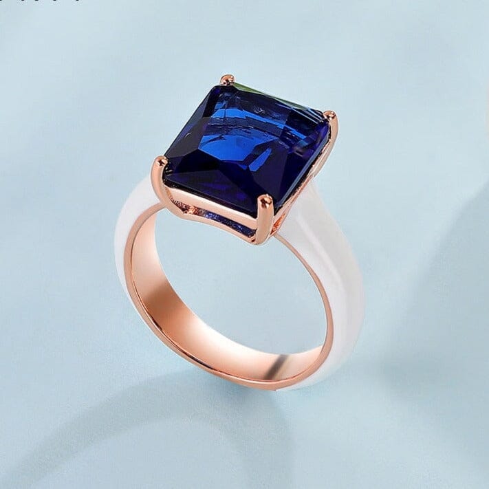 Modern Design Sapphire Enamel Ring - 925 Sterling SilverRing5Blue