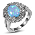 Quality Fancy Blue Fire Opal White Crystal Ring - 925 Sterling SilverRing5