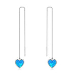 Blue White Fire Opal Sweet Heart Long Chain EarringsEarringsBlue Fire Opal