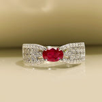 Hollow Ribbon Ruby Ring - 925 Sterling SilverRing5Red