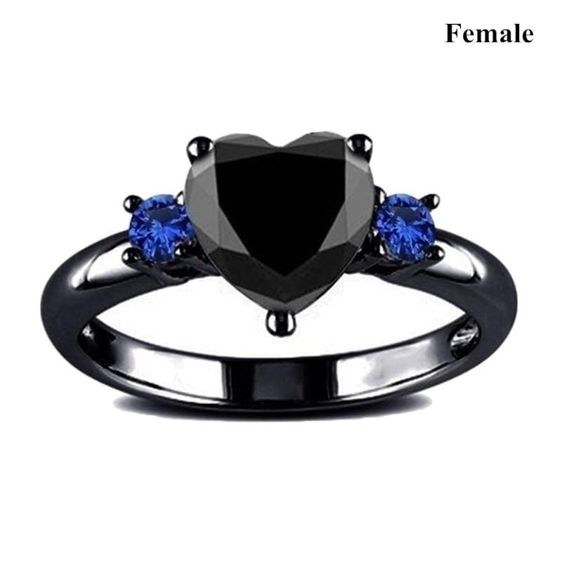Black Onyx and Blue Sapphire Charm Couple RingsRing9Female