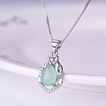 Jadeite Chalcedony Amulet Fashion Charm Pendant Necklace - 925 Sterling SilverNecklace