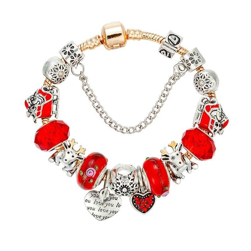 Christmas Red Crystal Beads Charms BraceletBracelet18cm