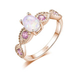 Rustic White Fire Opal Amethyst Rose Gold RingRing8