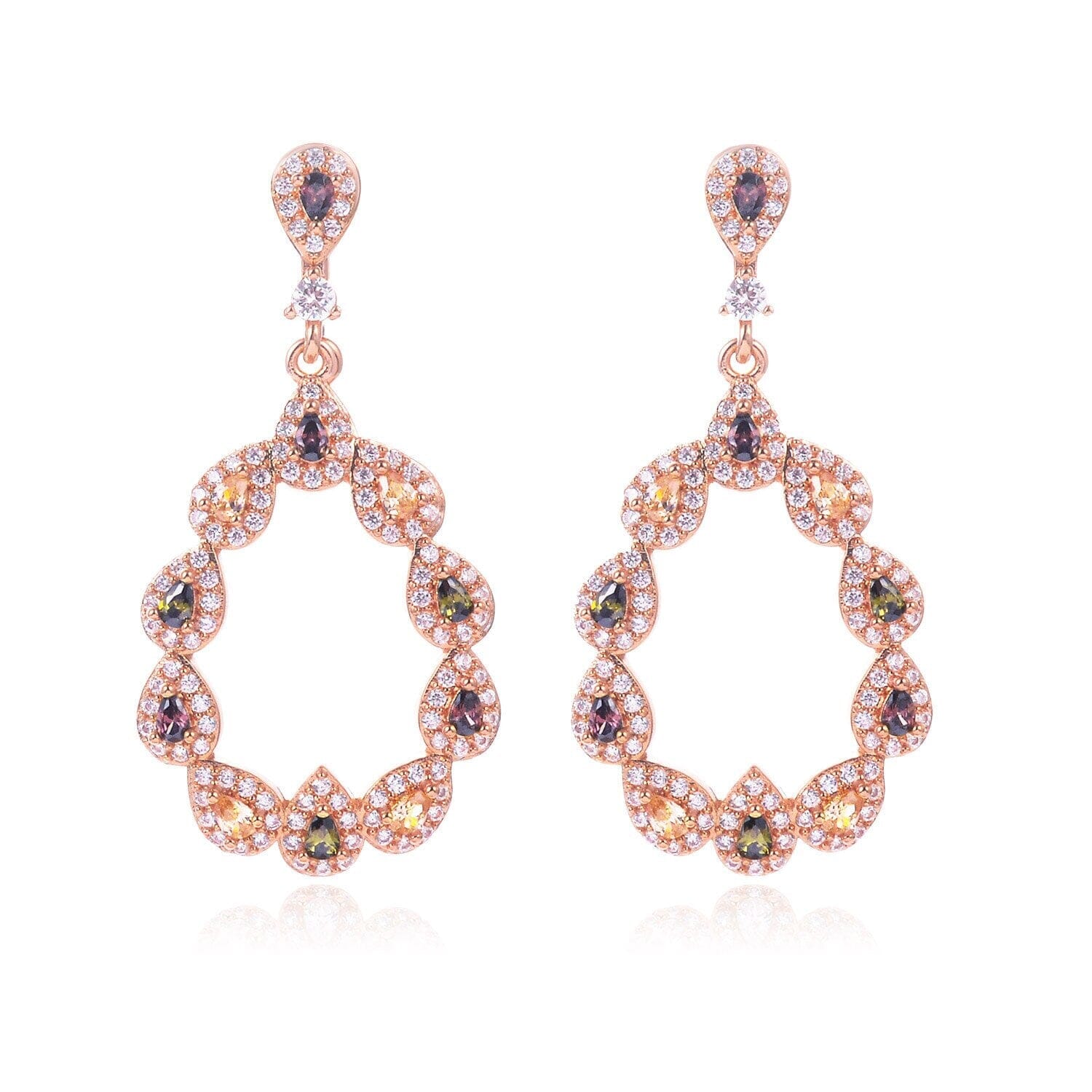 Stunning Fashion Colorful Crystal Drop Flash EarringsEarringsROSE GOLD COLOFUL