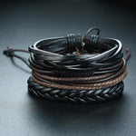 4Pcs/Set Braided Wrap Leather Bracelets for MenBraceletSet 9