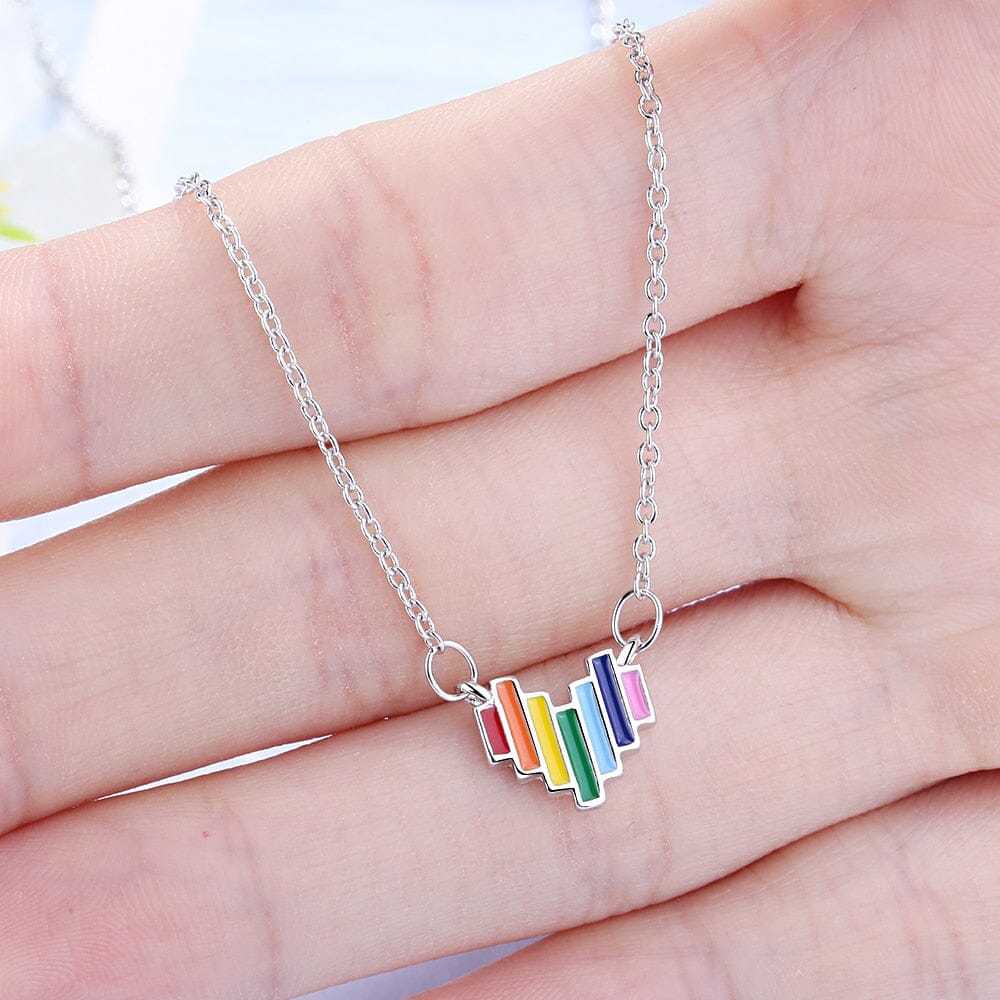Party Colorful Rainbow Love Heart Jewelry Set - 925 Sterling SilverRing