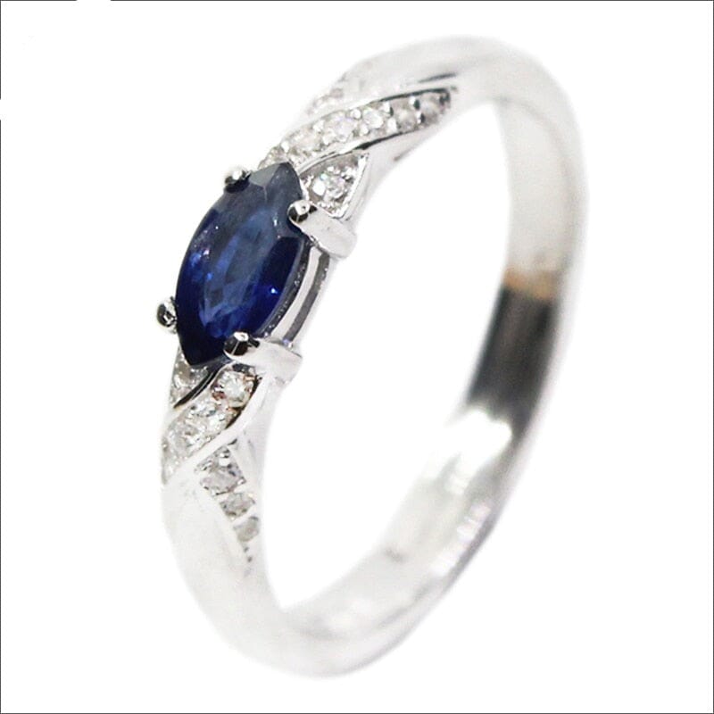 Simple Marquise Cut Sapphire Gemstone Ring - 925 Sterling SilverRing12.5