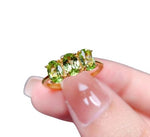 3 Oval Peridot Stones Gold Plated 925 Silver RingRing