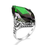 Huge Elegant Emerald Ruby Sapphire Ring - 925 Sterling SilverRing5Emerald E