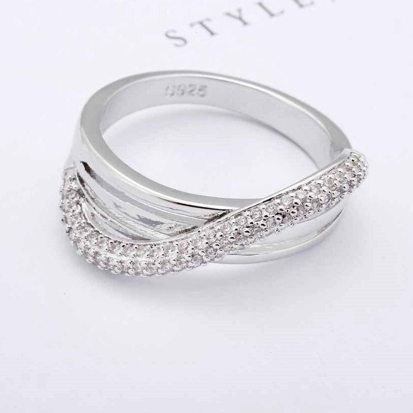 Lovers Piece Rhinestone Ring - 925 Sterling SilverRing