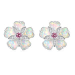 Cherry Blossom Fire Opal Stone Stud EarringsEarringsWhite Fire Opal / Rose Quartz