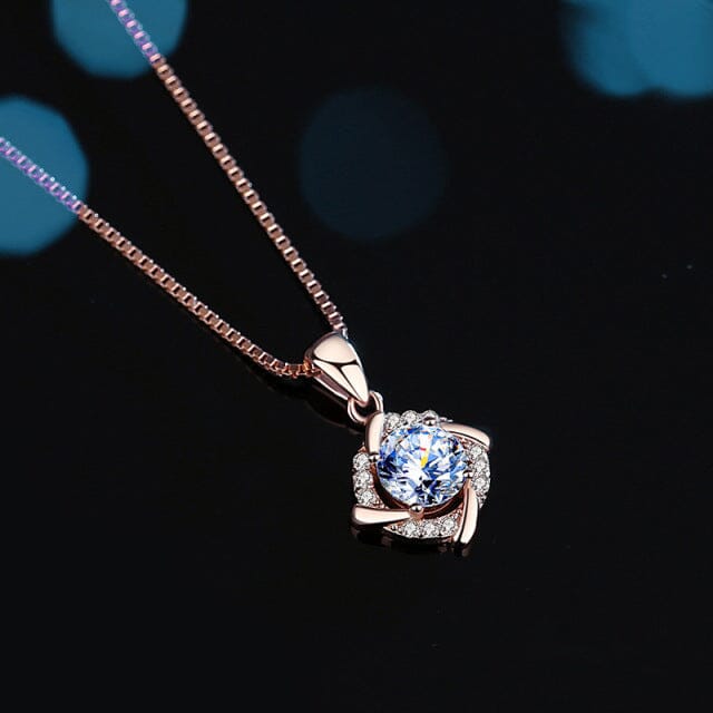 Princess Lab Grown Diamond Necklace - 925 Sterling SilverNecklaceRose Gold