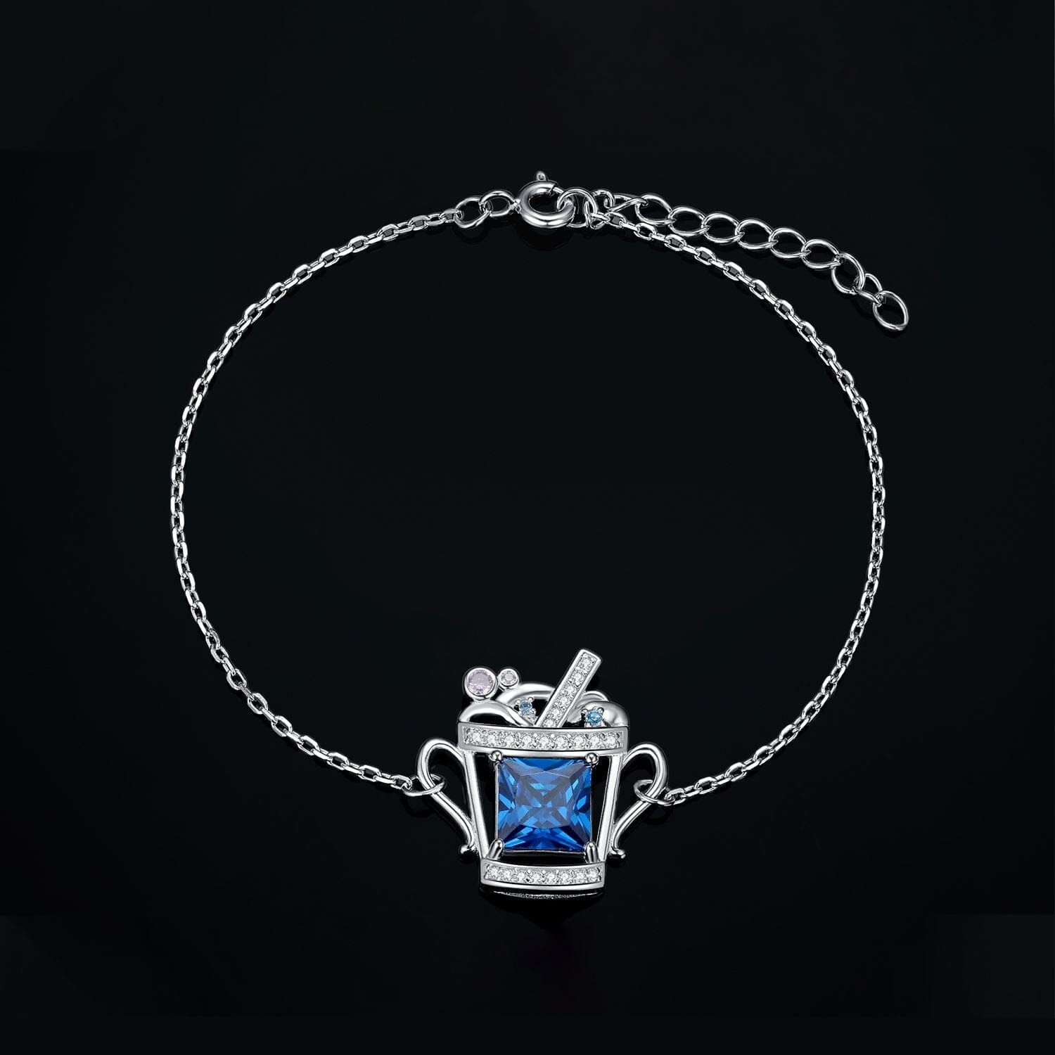 Fashion Ice Cold Drink 3.1ct Blue Sapphire Gemstone Bracelet - 925 Sterling SilverBracelet