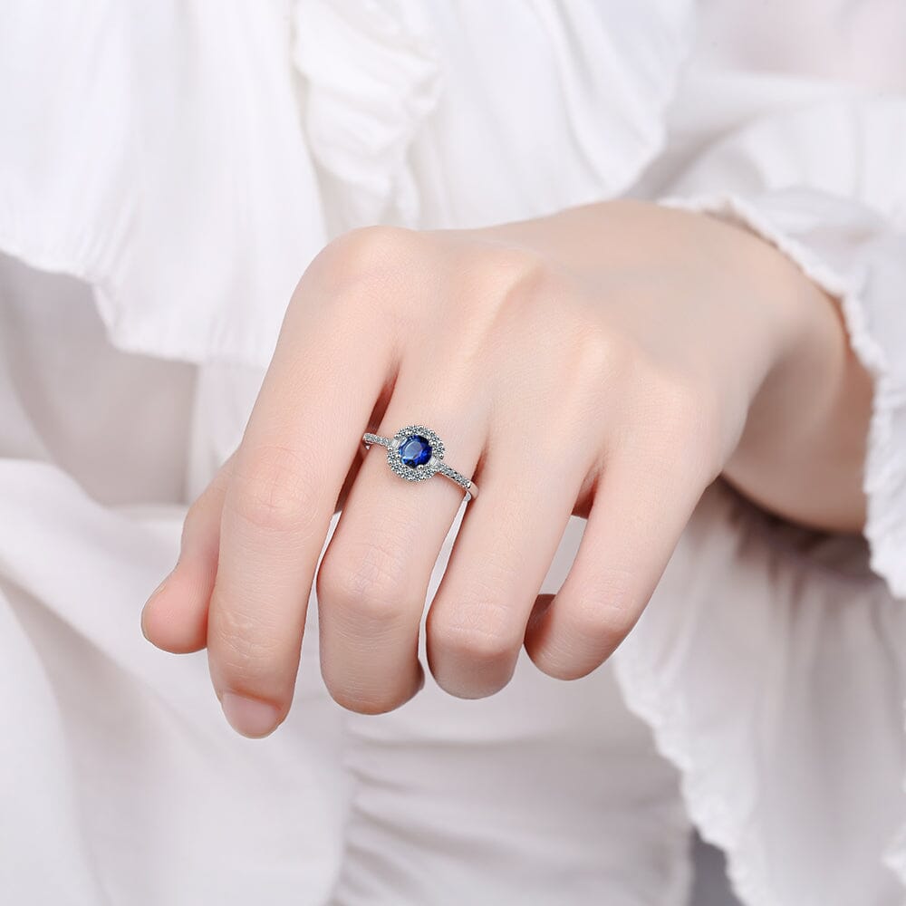 Dainty Blue Sapphire Zircon Adjustable Ring - 925 Sterling SilverRing