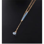14K Gold Unique Water Drop Design Sky Blue Topaz NecklaceNecklace