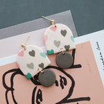 Cute Light Colored Polymer Clay Pop Heart Design Drop EarringsEarringsdangle multi hearts