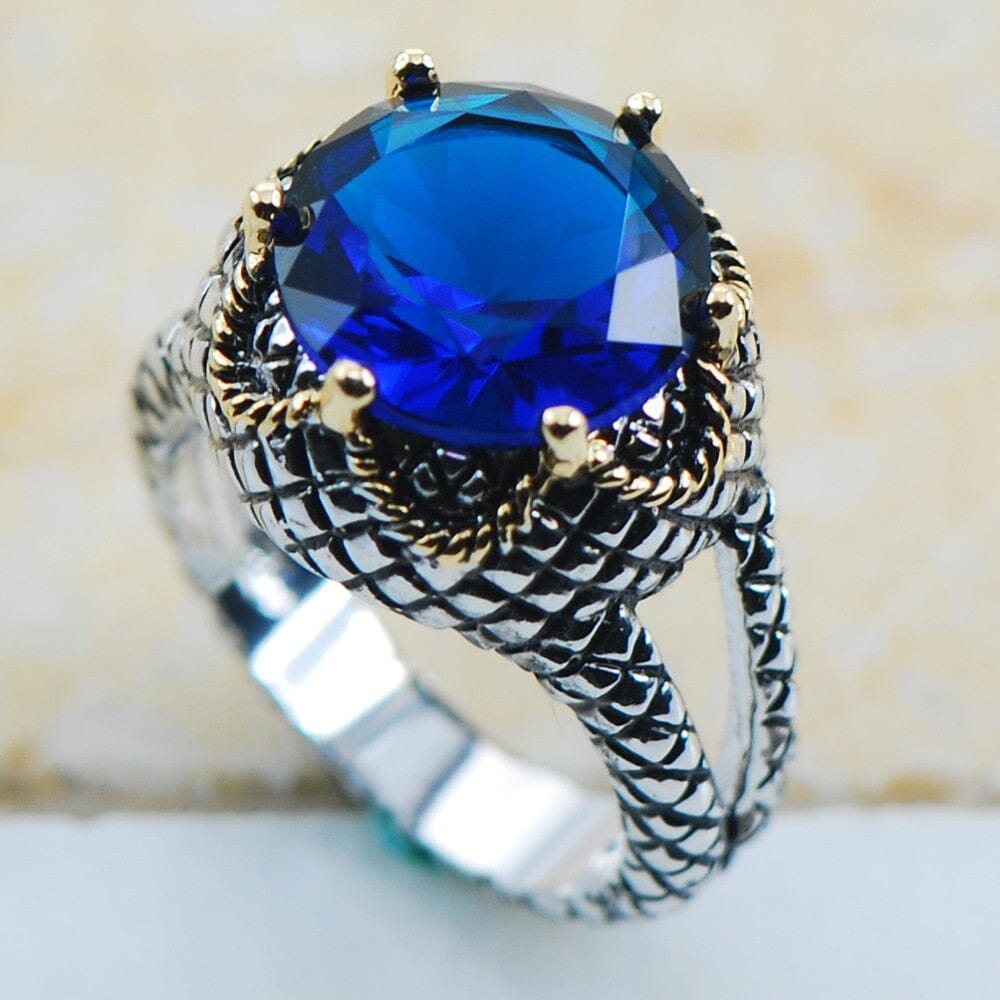 Fancy Blue CZ Sapphire Ring - 925 Sterling SilverRing6