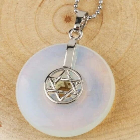 Jewish Hexagram Charms Healing Crystal NecklaceNecklaceOpal