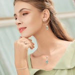 Cute Bear Aquamarine and Pink CZ Heart Pendant Necklace - 100% 925 Sterling SilverNecklace