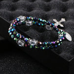 Double Layer Colored Beads Cross and Pendant WWJD BraceletBracelet