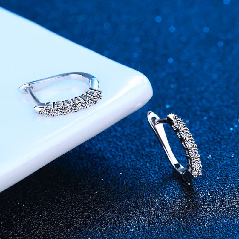 Fashionable Huggie Diamond Hoop Earrings - 925 Sterling SilverEarrings