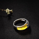 Amber Gemstone Authentic S925 Fine Jewelry Ring Sterling Silver - ResizeableRing