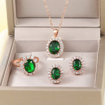 Elegant Emerald Set - Necklace, Earrings & RingNecklace