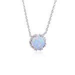Divine Blue White Fire Opal Necklace - 925 Sterling SilverNecklaceWhite Opal45cm