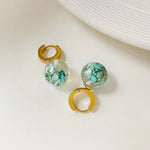 Unique Gold Plated Stainless Steel Transparent Ball Turquoise Hoop EarringsEarrings