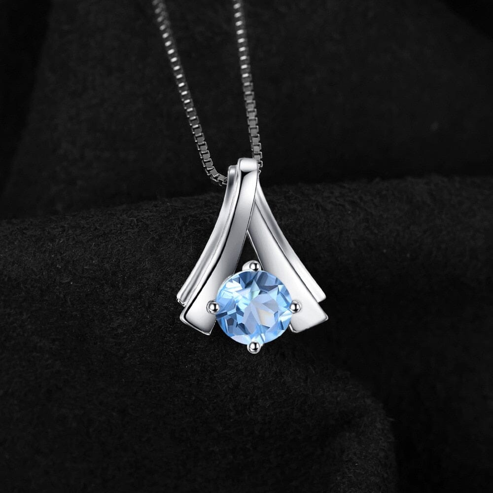 Stylish Natural Sky Blue Topaz Pendant - 925 Sterling Silver ( no Chain included )Pendant