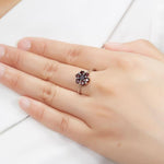 Elegant Flower Garnet Ring - 925 Sterling SilverRing