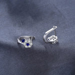 Girl Fashion Flower Created Sapphire Hoop Earrings - 925 Sterling SilverEarrings