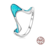 Ocean Series Blue Opal Geometric Ring - 925 Sterling SilverRing6