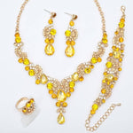 Blue Sapphire Necklace Earring SetEarrings4pcs Set Yellow