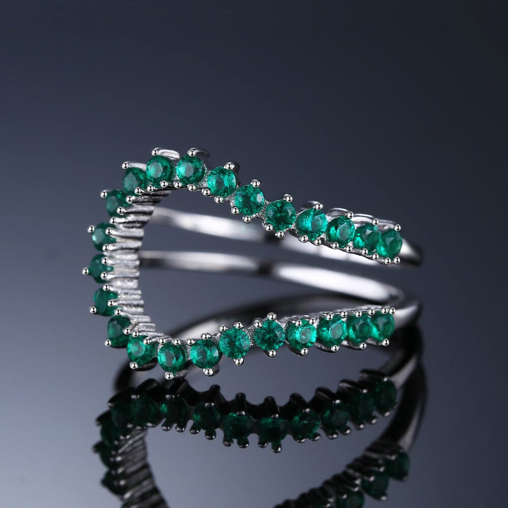 Emerald Open Ring - 925 Sterling SilverRing