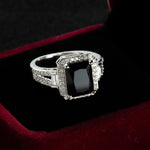 Charm Black Onyx Zircon Stone Ring - 925 Sterling SilverRing