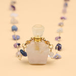 Natural Stone Fluorite Perfume Bottle Pendant NecklaceNecklace
