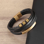 WWJD Fashion Classic Black Woven Leather Inlaid Cross Magnetic BraceletBracelet