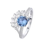 1.2CT Blue Round Moissanite 925 Sterling Silver RingRing